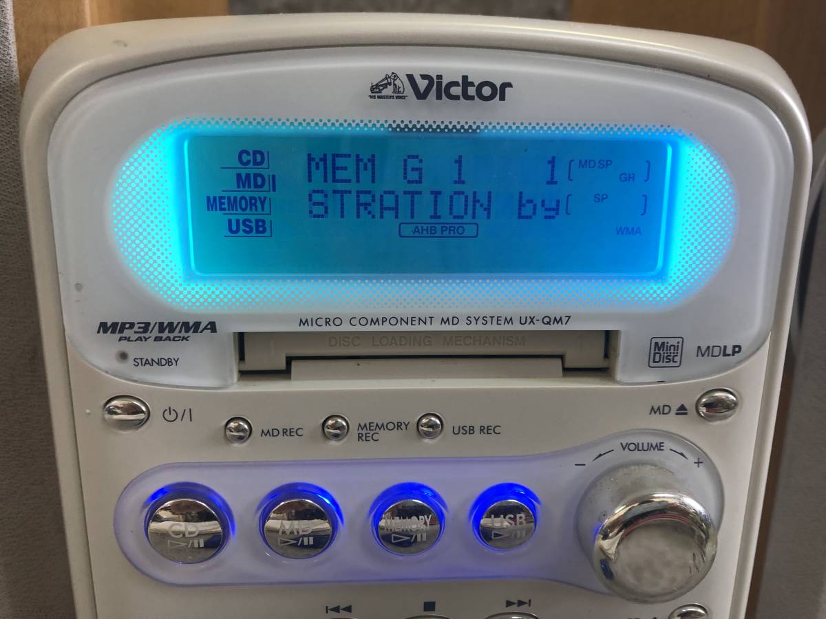 CD/MD再生OK N-2511 ○Victor/ビクター MD/CD/USB/MEMORYコンポ UX-QM7-W JChere雅虎拍卖代购 MDコンポ Victor・JVC UX-QM7-W