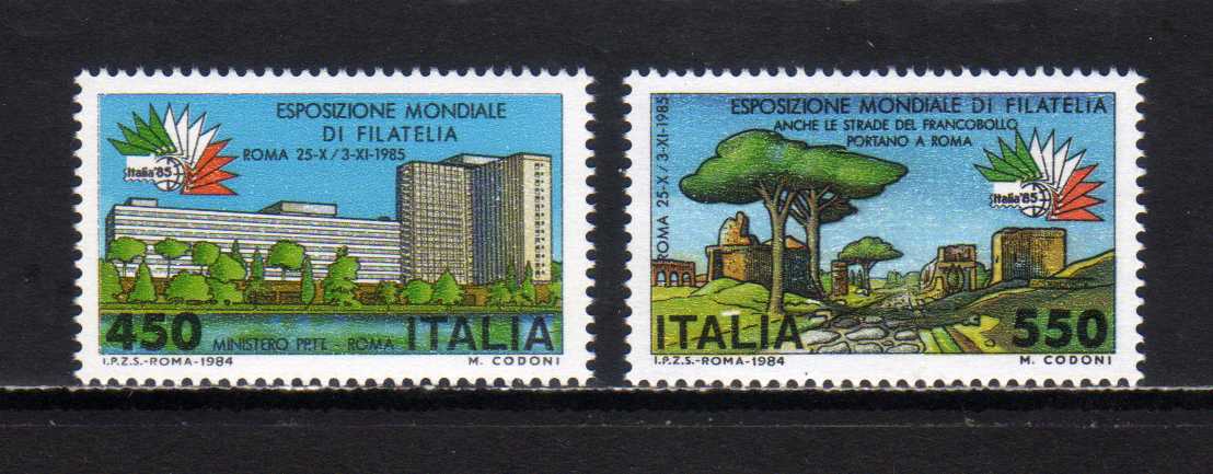 184286 イタリア 1984年 ローマ国際切手展’８５ 2種完揃 未使用NH_画像1