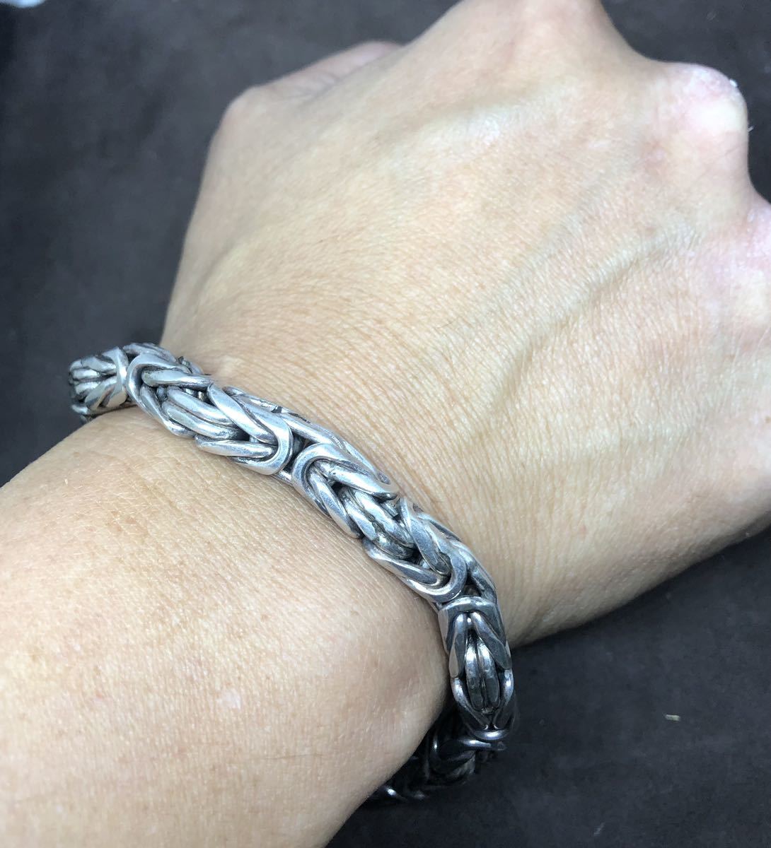 fnd⑦ld 編み込み シルバー925ブレスレット スターリングシルバー 重厚