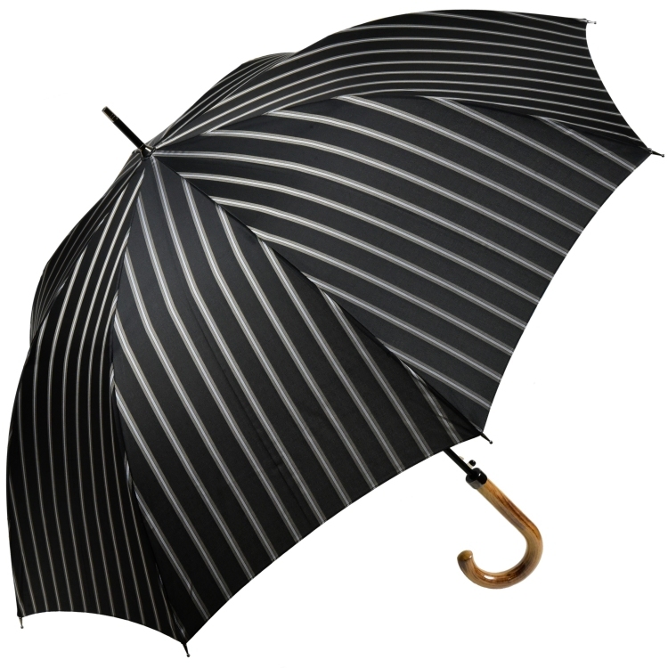  umbrella men's long umbrella WAKAO Jump umbrella Triple stripe beige × black parent .65cm 8ps.@. Jaguar do woven umbrella made in Japan 