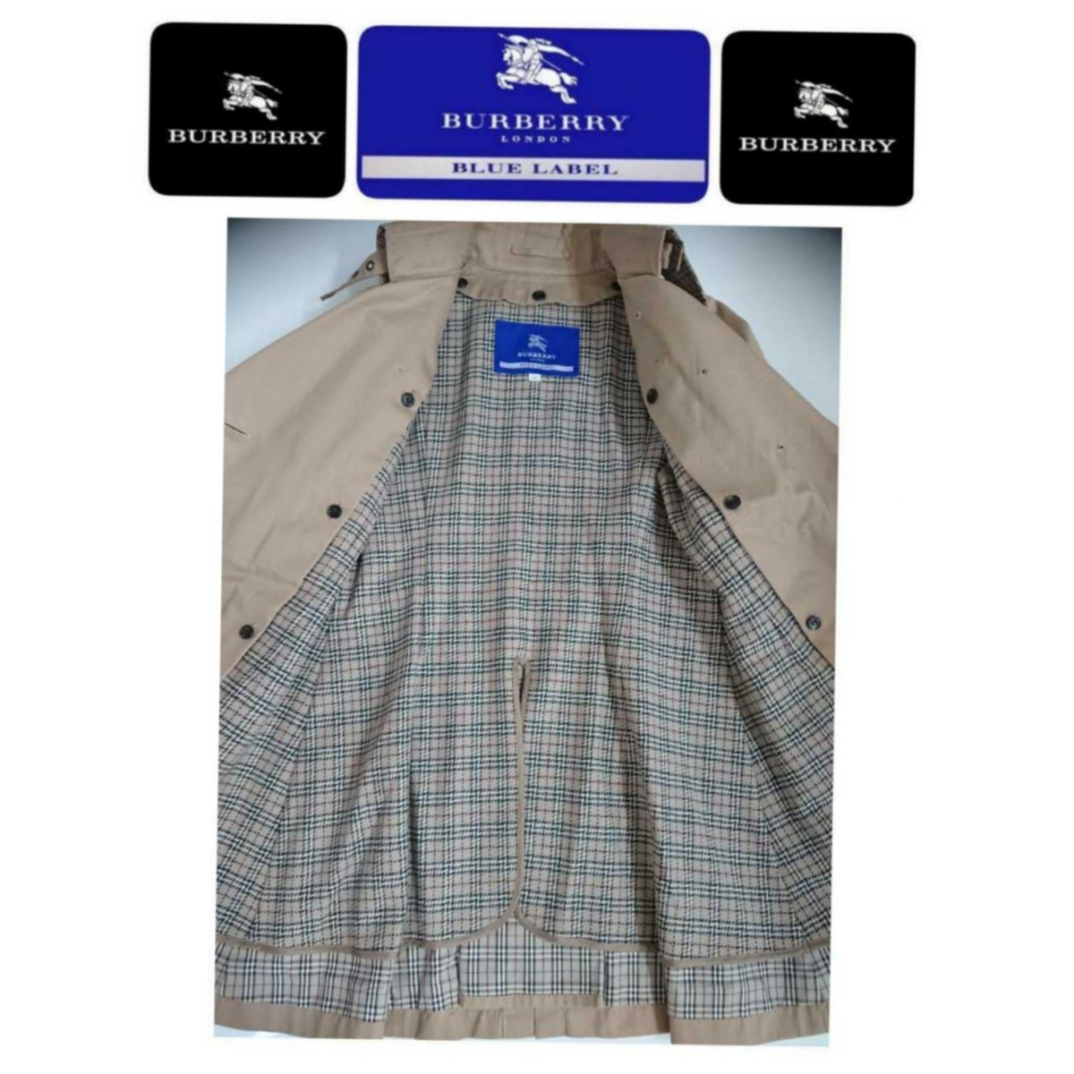 代引き人気 BLUE BURBERRY LABEL サイズ36 トレンチコート ウール