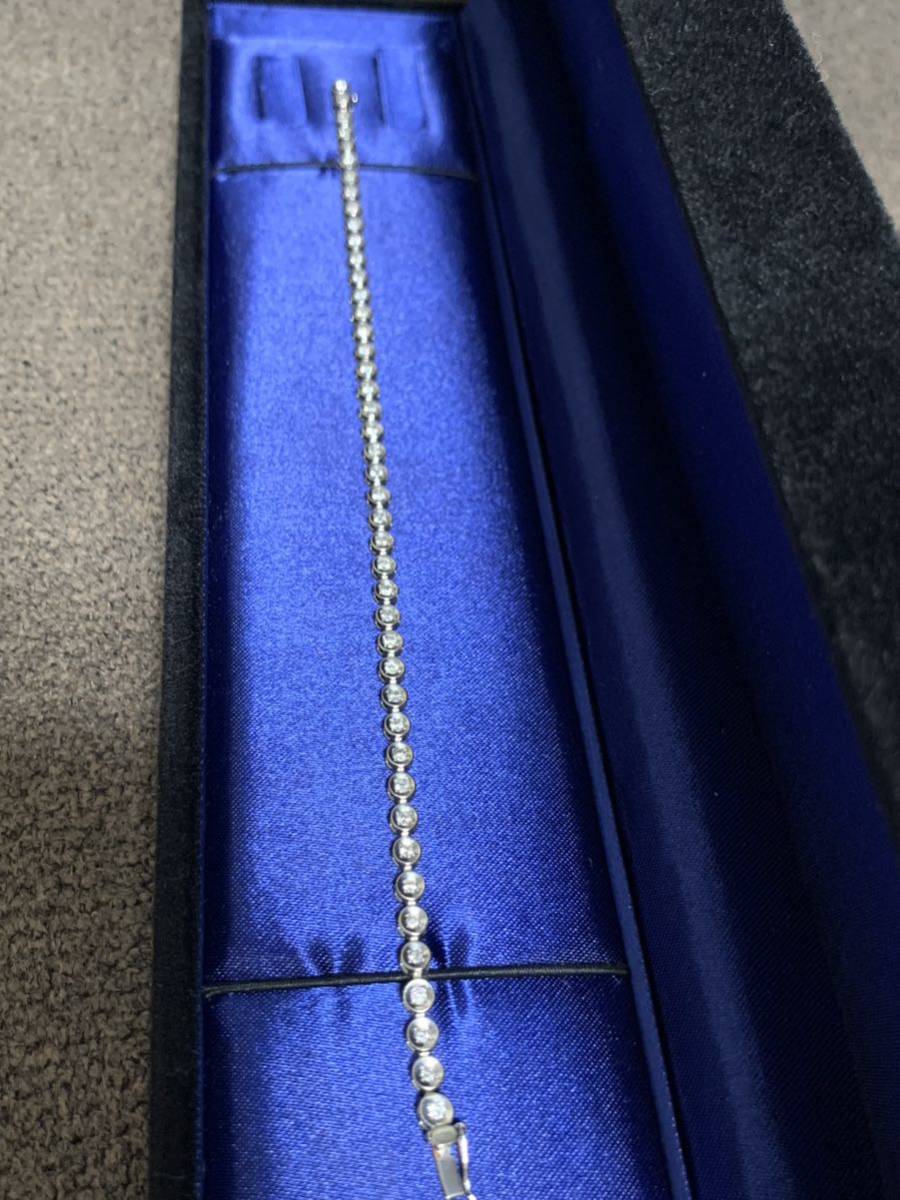 お値打ち!美品 豪華1.0ct ダイヤモンドテニスブレスレット K14WG 長め