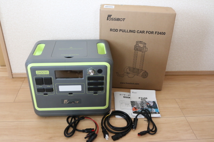 FOSSiBOT ポータブル電源 F2400 グリーン+専用キャリーカートセット 2048Wh/2400W リン酸鉄リチウム UPS 1.5時間満充電 PSE 純正弦波 MPPT