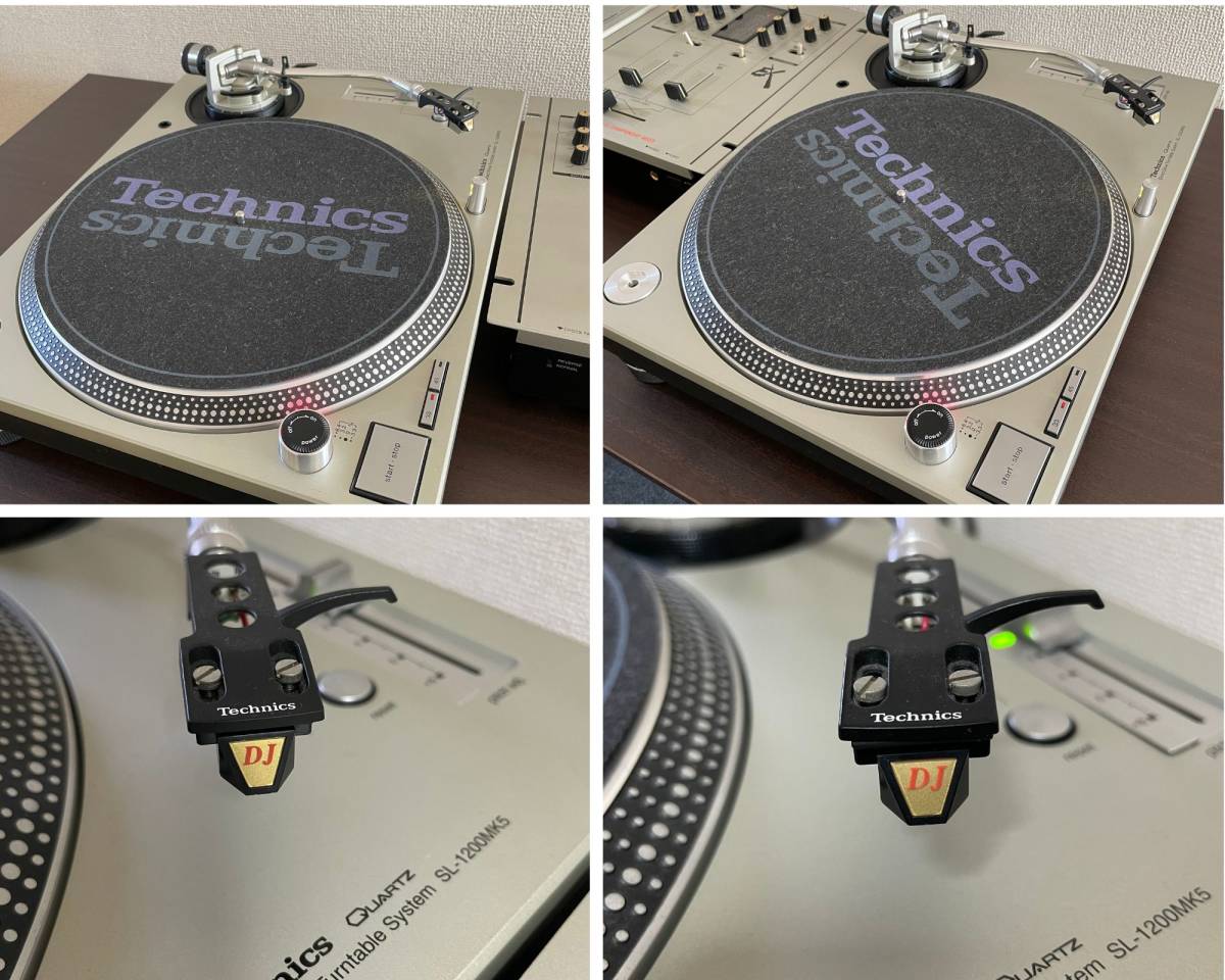 【動作確認済】TECHNICS テクニクス ターンテーブル&ミキサー 3点セット SL-1200MK5-S X 2 SH-EX1200-S X 1  SILVER シルバー DJ 中古品