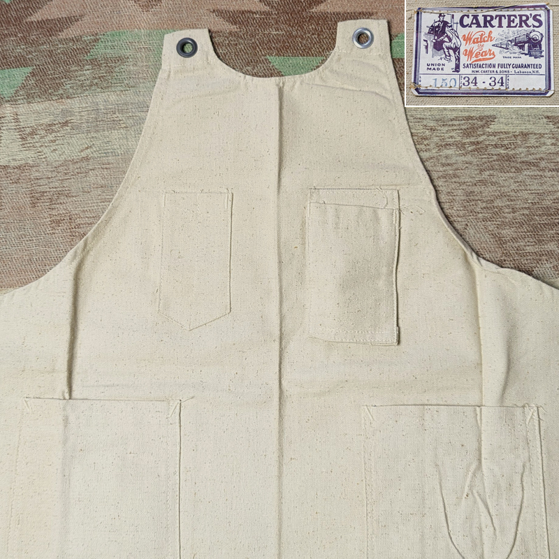 デッドストック 【CARTER'S】 40s Unbleached Canvas Work Apron / 40年代 カーターズ 生成り ワーク エプロン デニム ビンテージ 30s50s