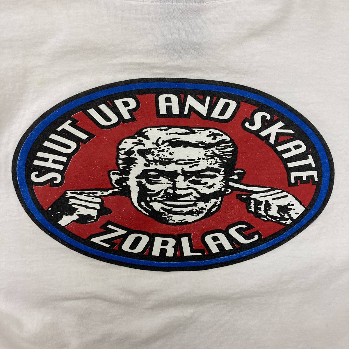 90s USA производства ZORLACzo- подставка SHUT UP AND SKATE long T футболка с длинным рукавом белый M размер CASUALTY PUSHEAD BUTTSTAIN OLD GHOSTS VINTAGE 3030473