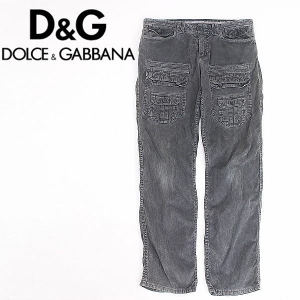 ◆D&G ドルチェ＆ガッバーナ コーデュロイ カーゴ パンツ グレー 50