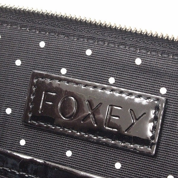 ◆FOXEY フォクシー エナメル チャーム＆ミニがま口付 2Way チェーン 斜め掛け ショルダー ハンド バッグ 黒 ブラック_画像10