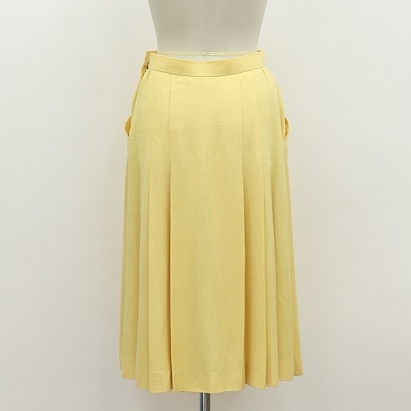  Vintage *Christian Dior Christian Dior mi утечка длина юбка в складку желтый M