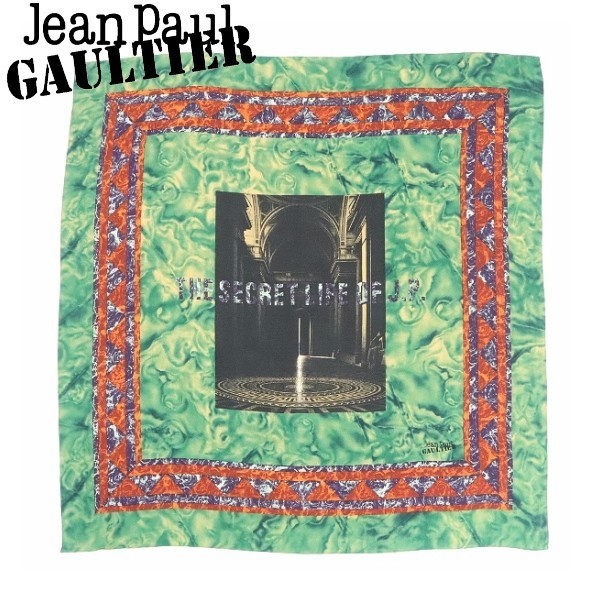 ◆Jean Paul GAULTIER ジャンポール ゴルチエ×ムーンバット THE SECRETLIFE OF J.P シルク100％ 大判 スカーフの画像1
