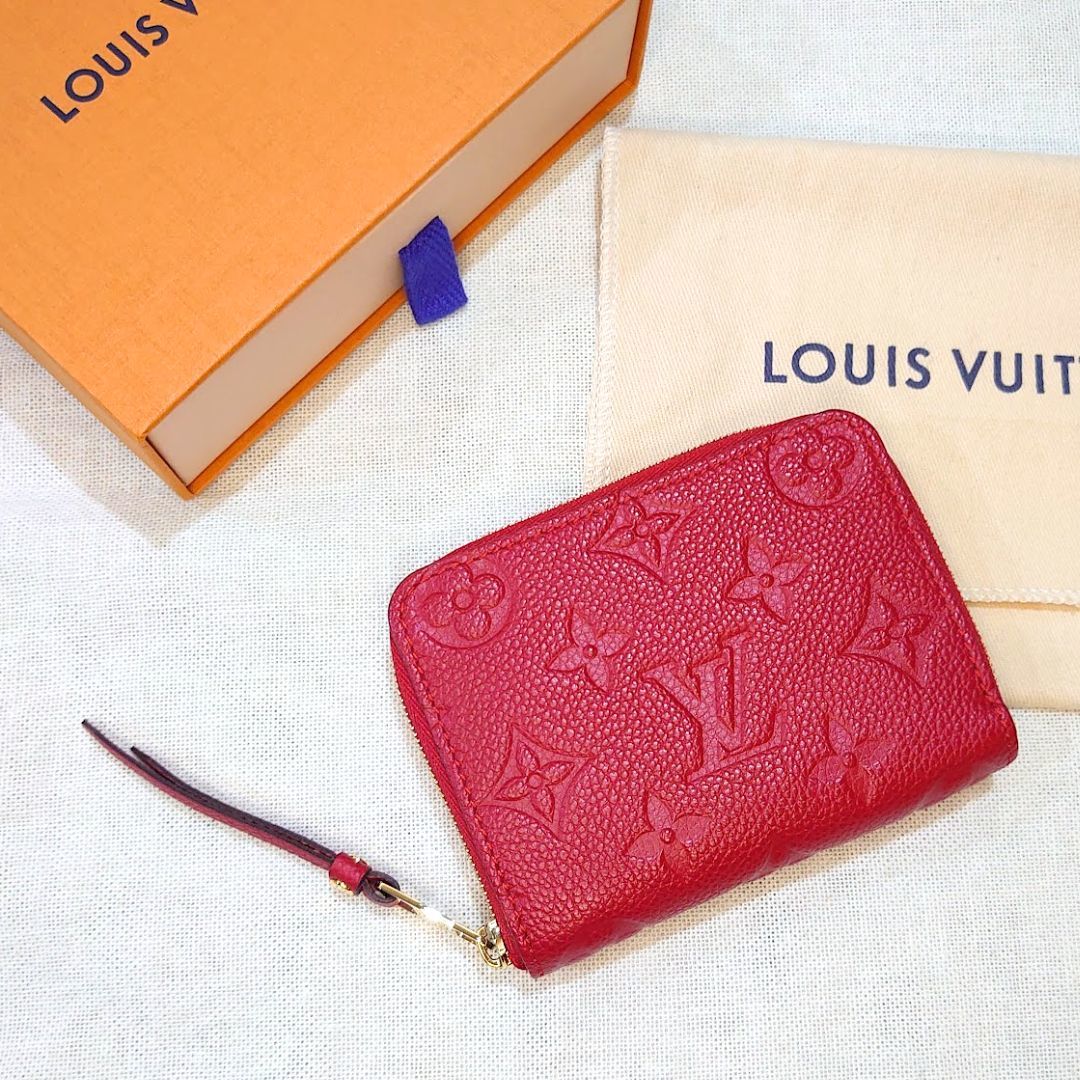 【ほぼ未使用】LOUIS VUITTON ルイヴィトン LV 小銭入れ アンプラント ジッピー コインパース M63696 スカーレット 赤【送料無料】_画像1