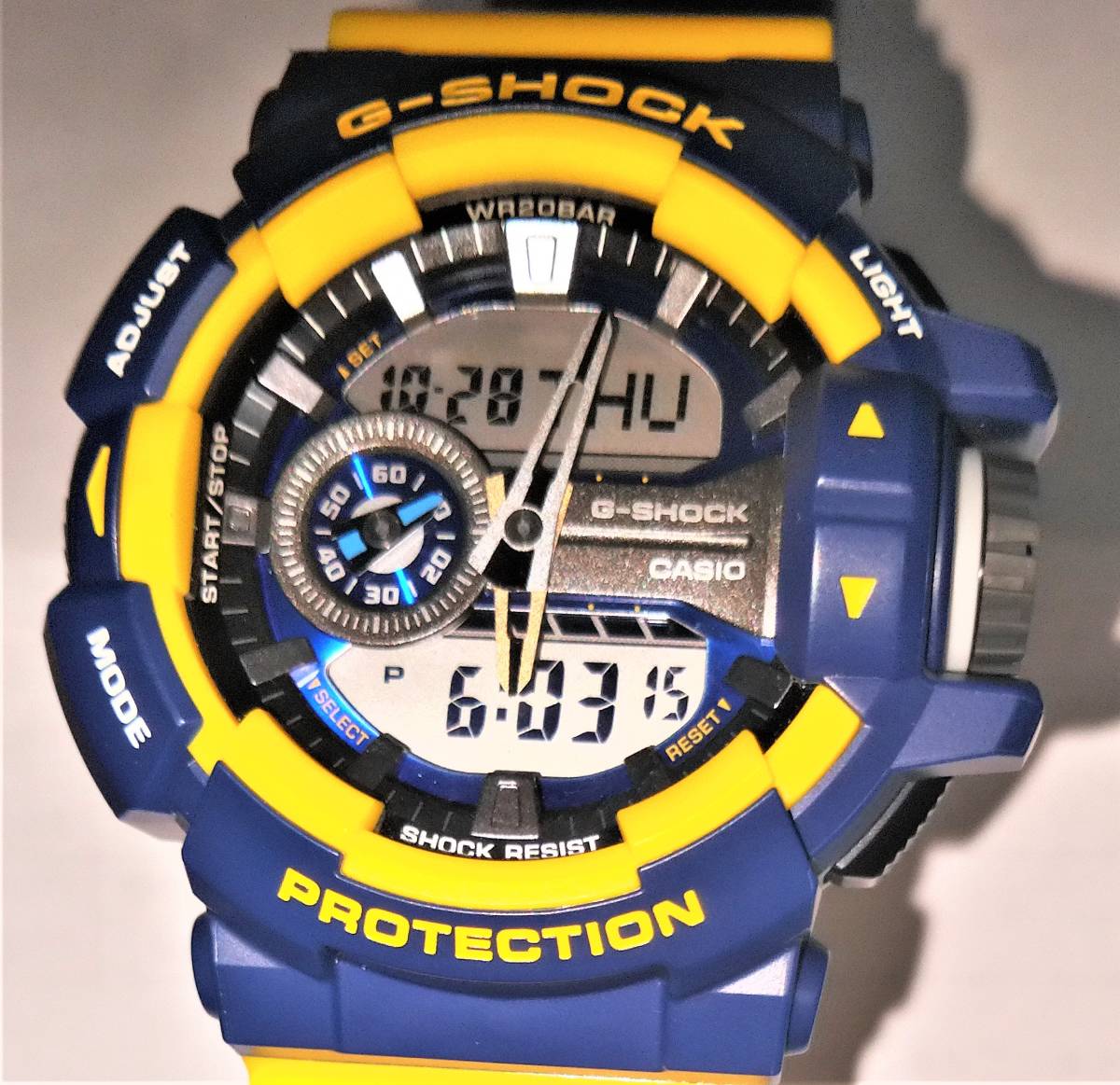 新品同様　アナデジ　G-SHOCK　ジーショック　GA-400 -9B　ブルー　イエロー　101