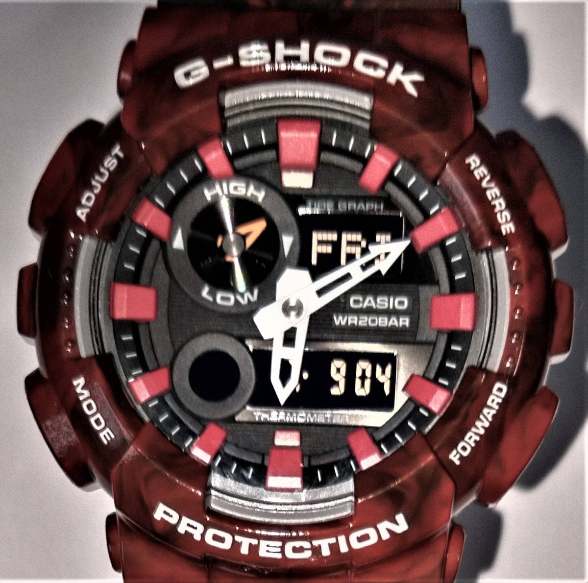 新品同様　アナデジ　G-SHOCK　ジーショック　G-LIDE　ライド　GAX-100MB　ワインレッド　084