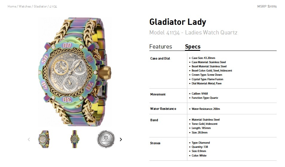 INVICTA インビクタ『Gladiator 41134』☆電池式☆ダイヤモンド0.58ct