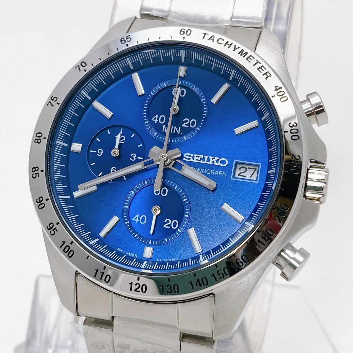 [ new goods / prompt decision / belt adjustment free / gift packing ]SEIKO Spirit 10 atmospheric pressure waterproof chronograph simple SBTR023 blue men's wristwatch 30427-2