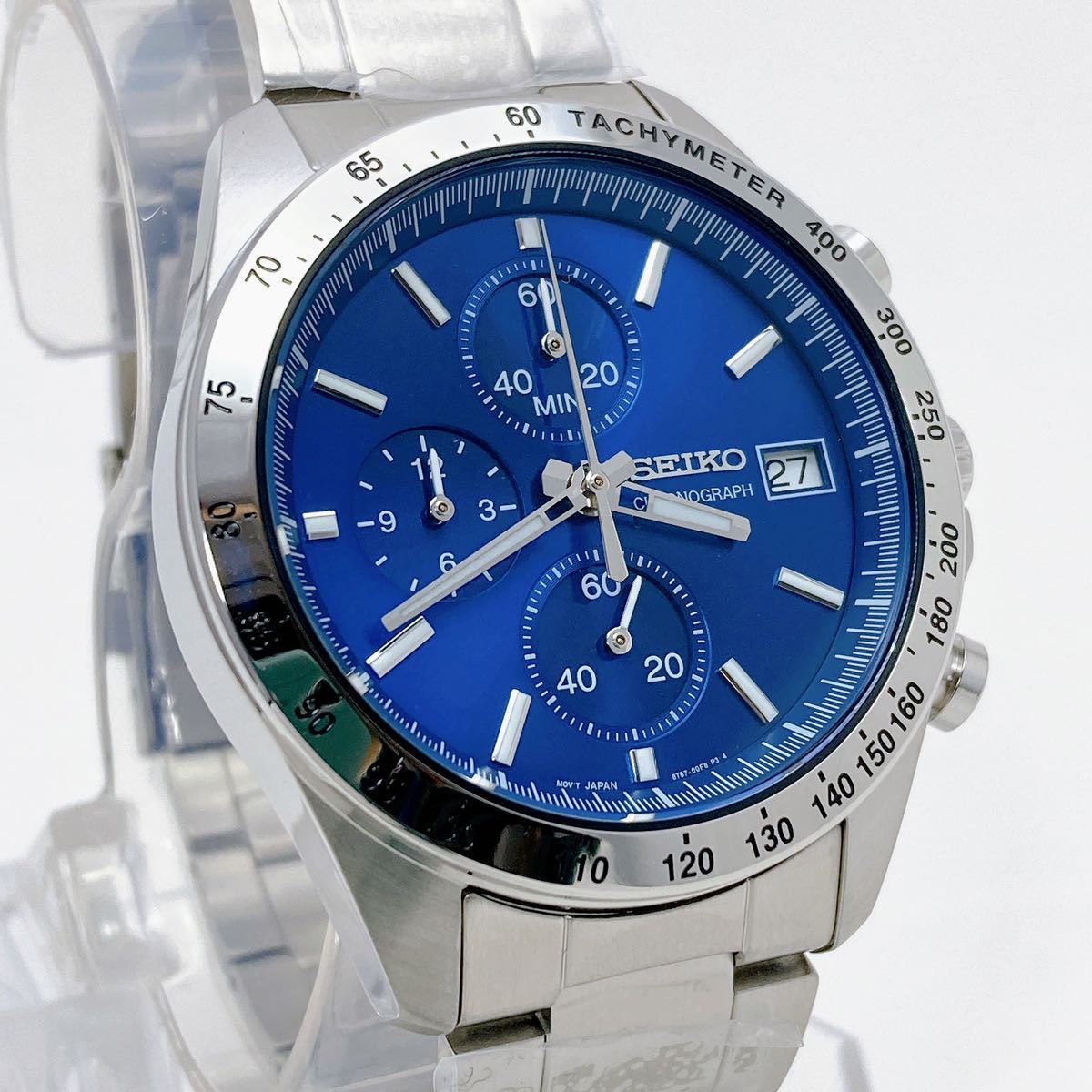 [ new goods / prompt decision / belt adjustment free / gift packing ]SEIKO Spirit 10 atmospheric pressure waterproof chronograph simple SBTR023 blue men's wristwatch 30427-2