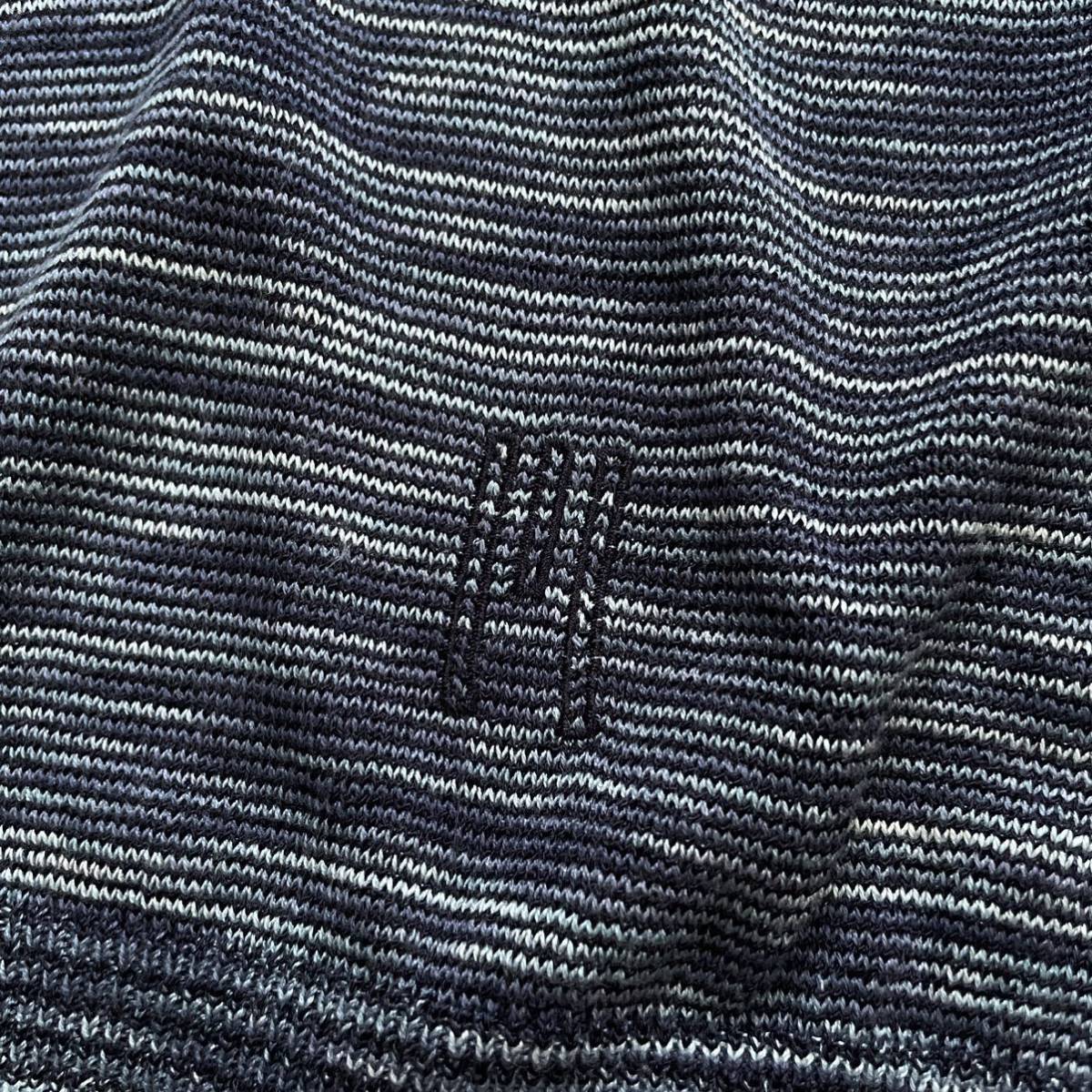 [ free shipping ][ beautiful goods ][ domestic regular goods ][ Italy made ]MISSONI Missoni summer knitted sweater navy M total pattern spring summer 