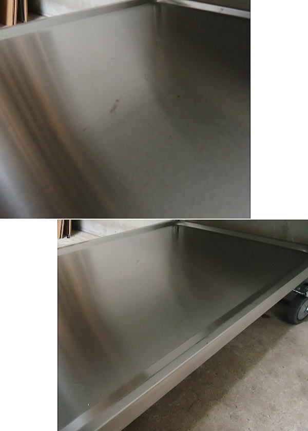 ★中古 業務用 ステンレス製 キャスター付き 3段式 キッチン ワゴン 天板50x82cm 現状品 傷汚錆有 運搬 カート 配膳 作業台 店舗用品 5