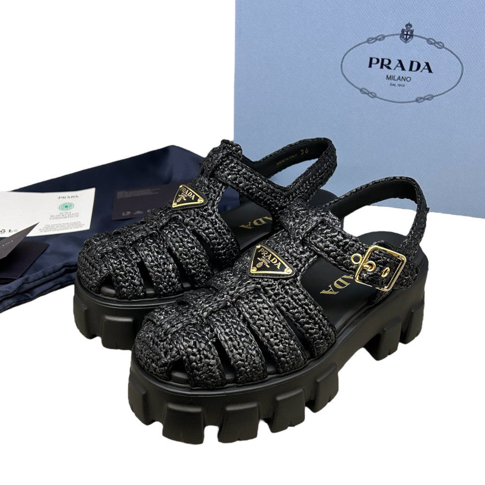 新品 サイズ37(24cm) PRADA トライアングル ロゴ モノリスソール