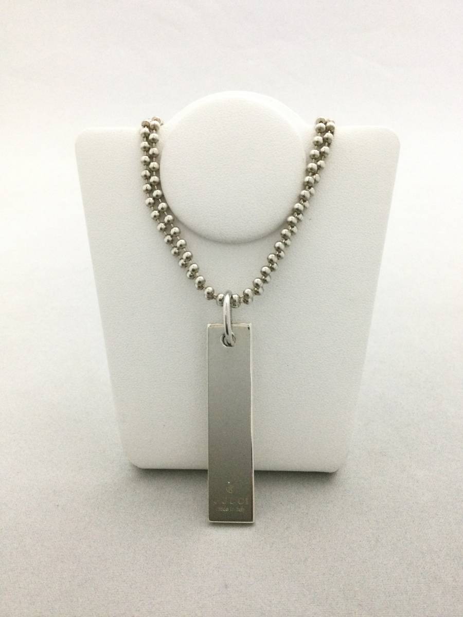 GUCCI Gucci square plate double ball chain necklace silver accessory 925[B925883]