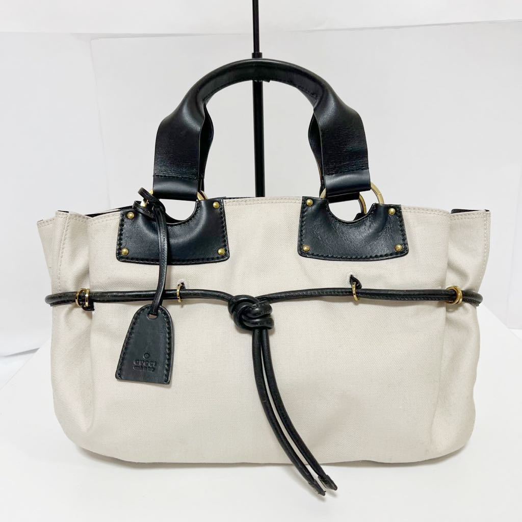 GUCCI グッチ キャンバス ハンドバッグ ポーチ付き レザー 95168