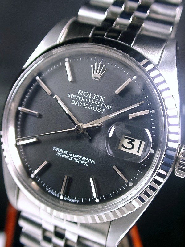 激レア ROLEX ロレックス 14金WGフルーテッド ref.1601 ブラック Cal.1570 デイトジャスト オイスターパーペチュアル 超美品☆_画像5