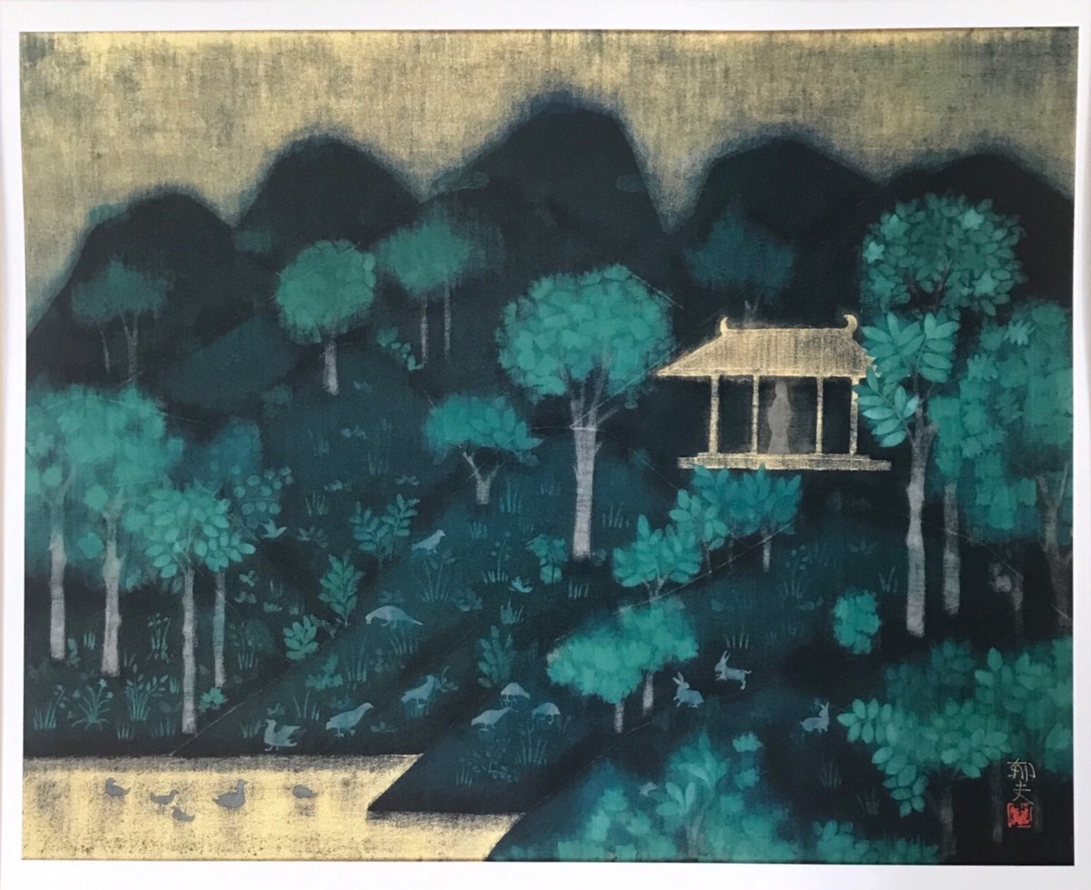 文化勲章受章画家! 平山郁夫 複製画 「楽土」 1965年 【正光画廊】-