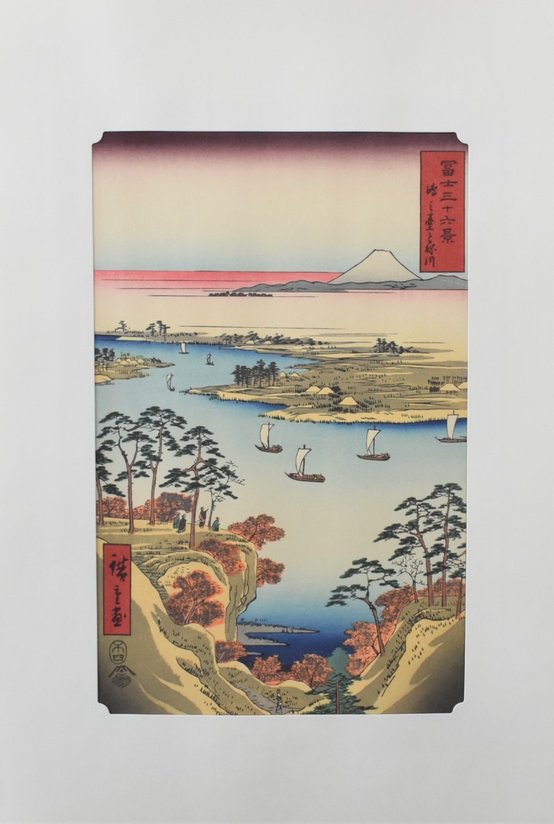  Edo era. ukiyoe . cheap wistaria wide -ply woodblock print Fuji three 10 six ...[.. pcs .. river ] * amount attaching regular light ..