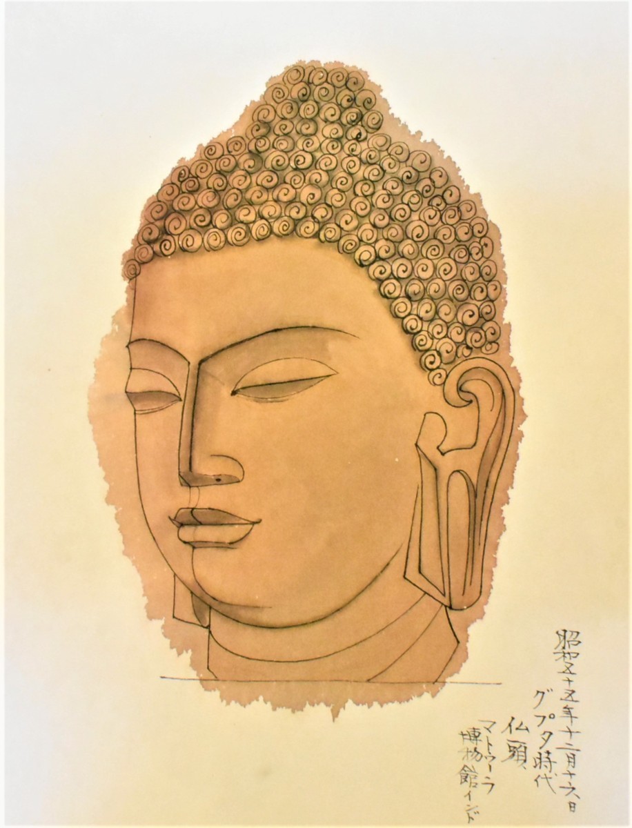 平山郁夫 複製画 「佛の貌と心・佛画集 参」より 「仏頭 グプタ時代