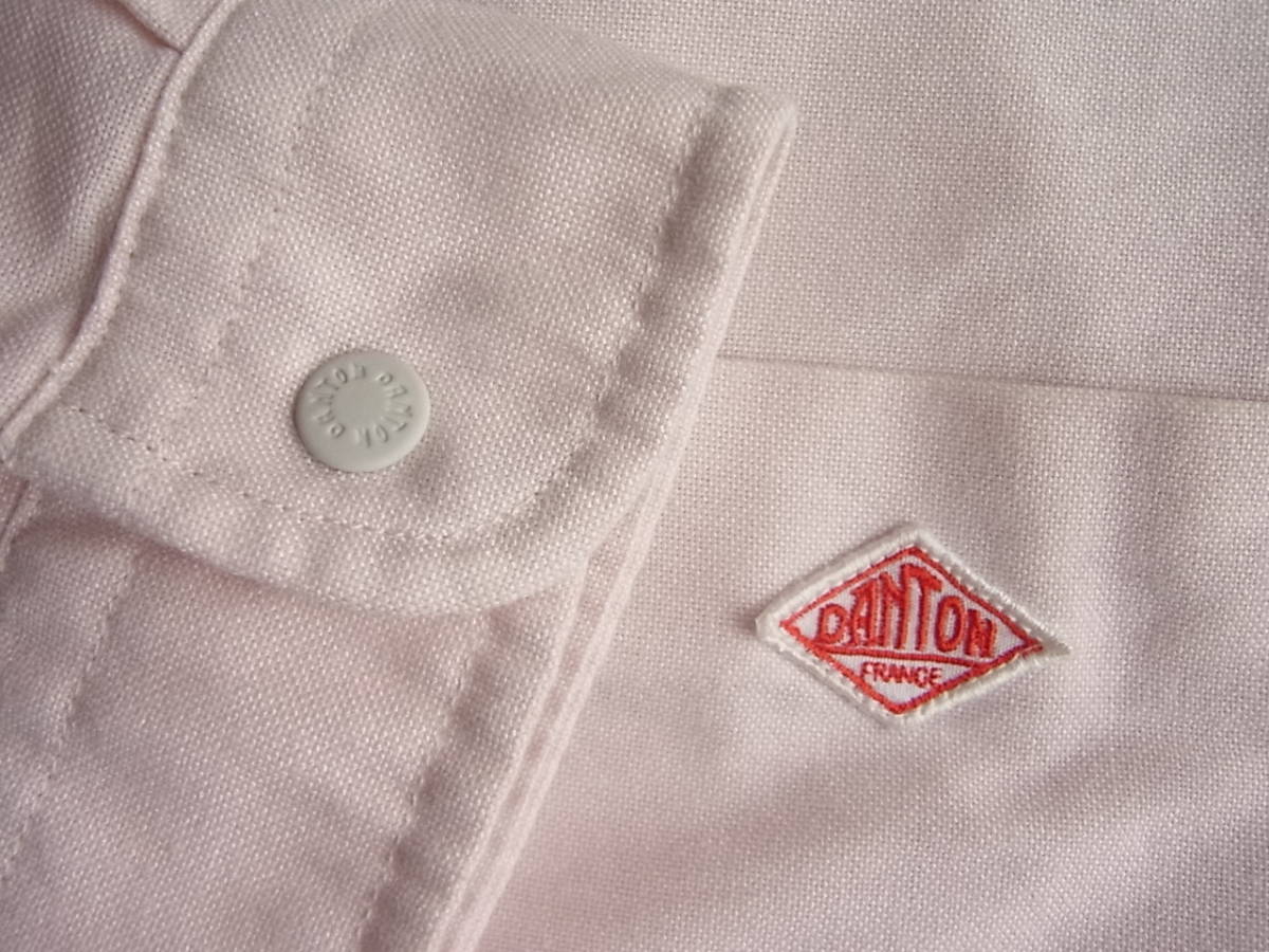 DANTON ダントン オーバーサイズ スナップボタン ボタンダウンシャツ サイズ 38 淡いピンクの画像6