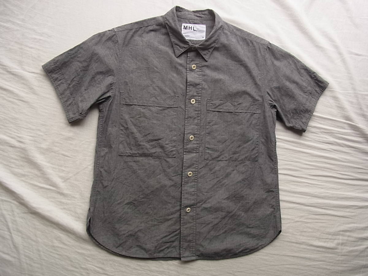 M H L, Margaret Howell cotton car n blur - material oversize short sleeves shirt size S made in Japan gray. car n blur -