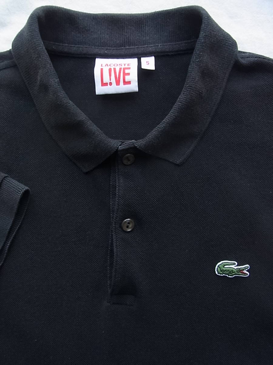 LACOSTE LIVE ラコステ ライブ　鹿の子素材ポロシャツ　サイズ 5 衿に色褪せ有り　ブラック_画像3