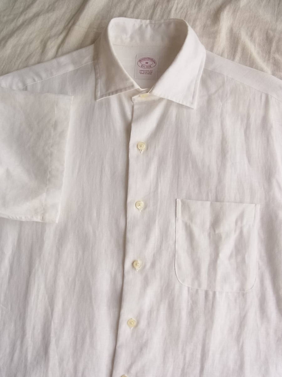 BROOKS BROTHERS 　ブルックスブラザーズ　リネン100% 半袖 ワイドカラーシャツ　サイズ M ホワイト_画像3