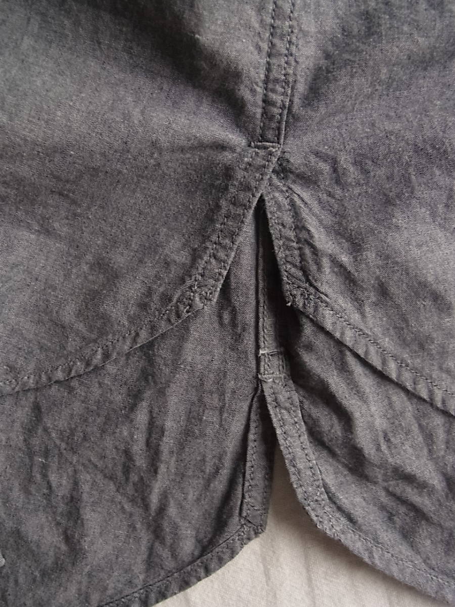 M H L, マーガレットハウエル コットンシャンブレー素材 オーバーサイズ 半袖シャツ サイズ S 日本製 グレーのシャンブレーの画像6