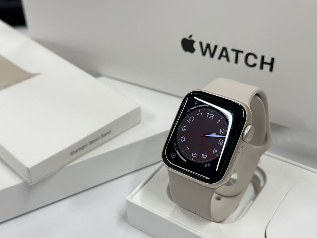 ☆即決 バッテリー100% Apple Watch SE2 第二世代 40mm スターライトアルミニウム スポーツバンド アップルウォッチ  GPSモデル 764
