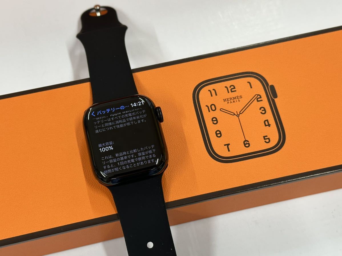 ☆最新 即決 超美品 100% 黒 Apple Watch series8 HERMES 41mm