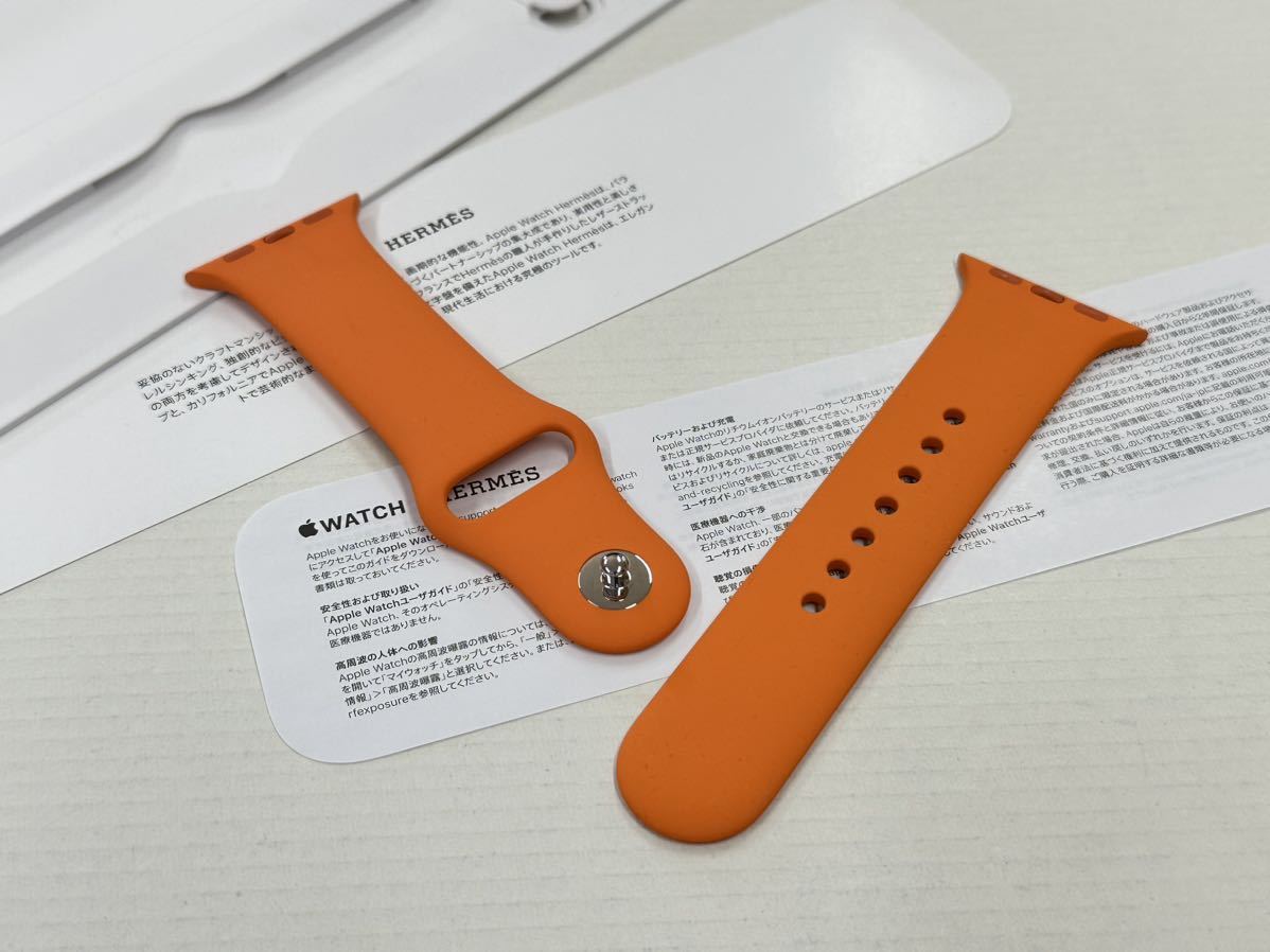 ☆即決 Apple Watch HERMES Series8 限定 オレンジ スポーツバンド 41mm 40mm 38mm エルメス 純正  アップルウォッチ ラバーバンド S/M 790