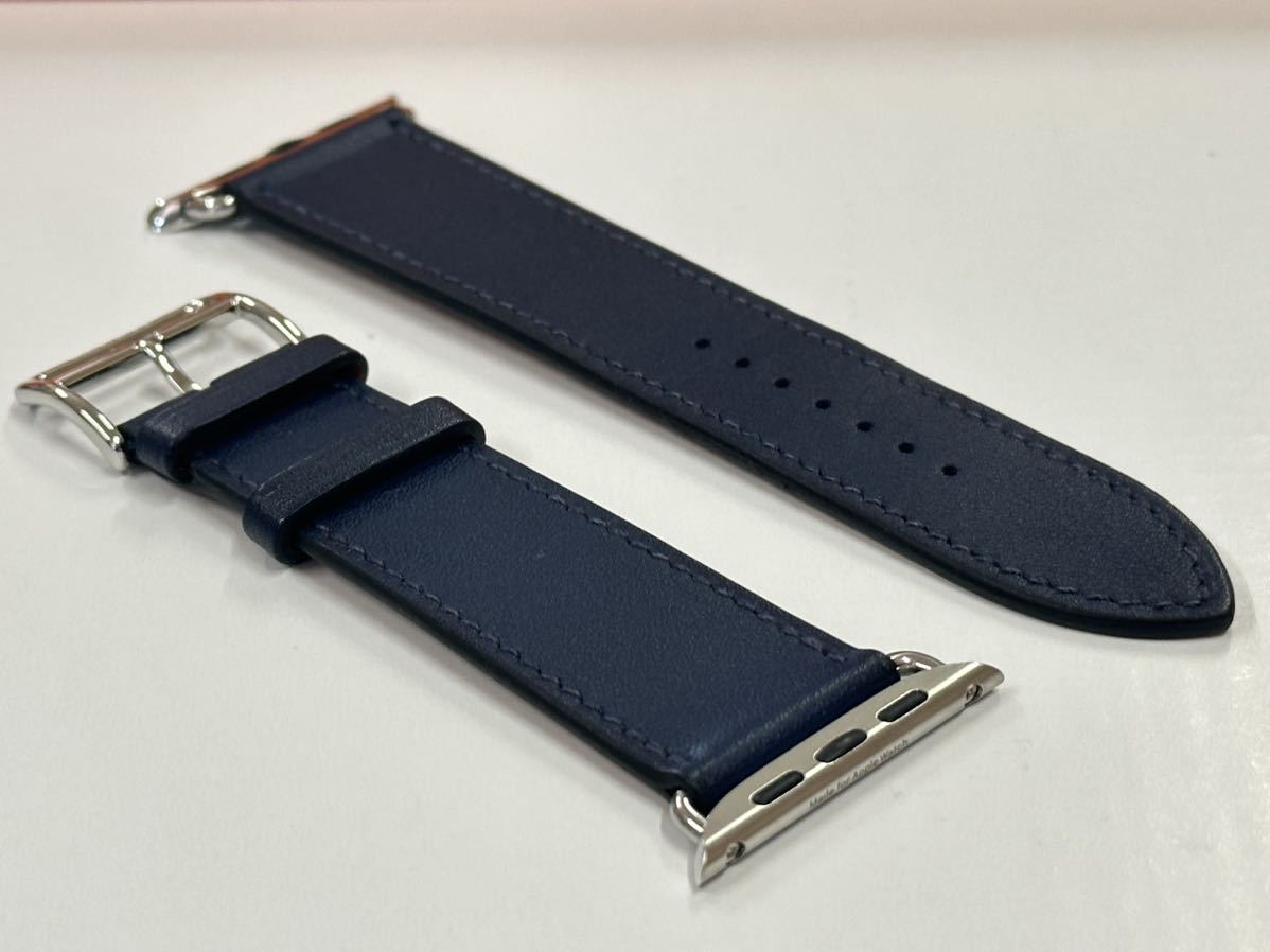 即決 美品 Apple Watch Hermes 45mm 44mm 42mm ネイビー シンプル