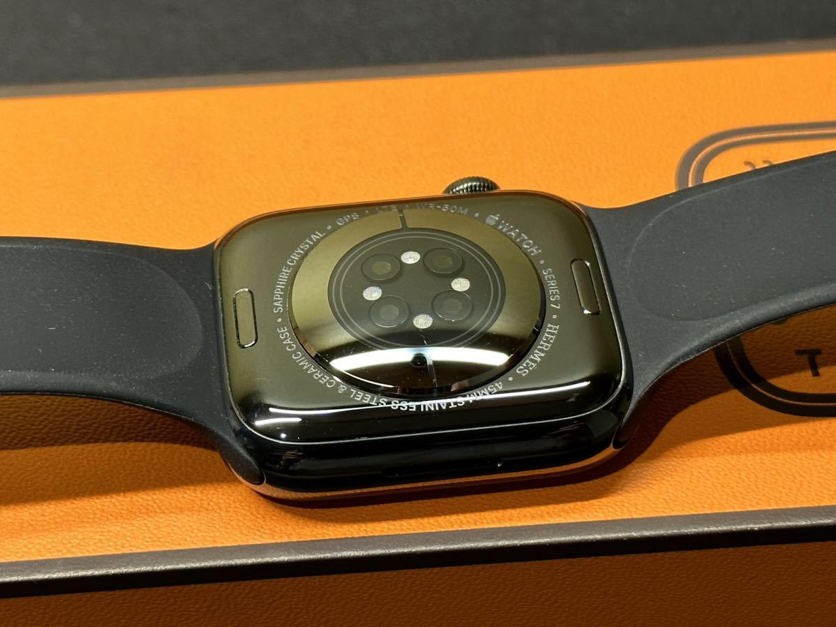 ☆即決 美品 Apple Watch series7 HERMES 45mm アップルウォッチ 黒 エルメス GPS+Cellular  ブラックステンレス シリーズ7 867