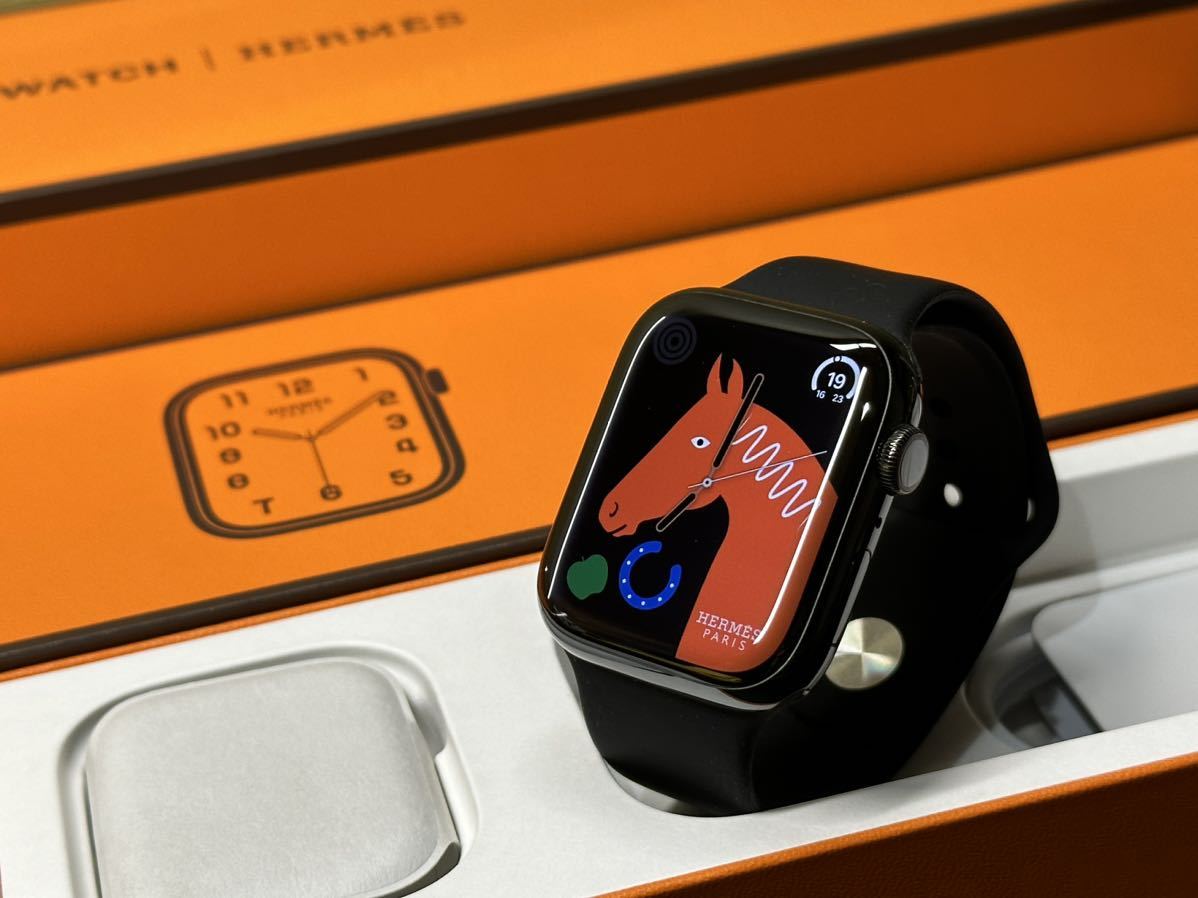 ☆即決 美品 Apple Watch series7 HERMES 45mm アップルウォッチ 黒 エルメス GPS+Cellular  ブラックステンレス シリーズ7 867