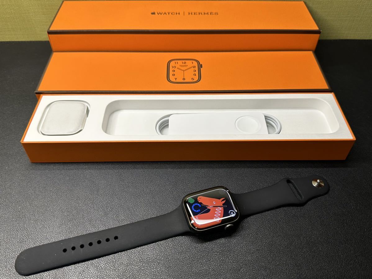 ☆即決 美品 Apple Watch series7 HERMES 45mm アップルウォッチ 黒