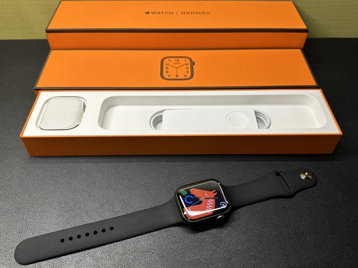 ☆即決 美品 Apple Watch series7 HERMES 45mm アップルウォッチ 黒 エルメス GPS+Cellular  ブラックステンレス シリーズ7 867