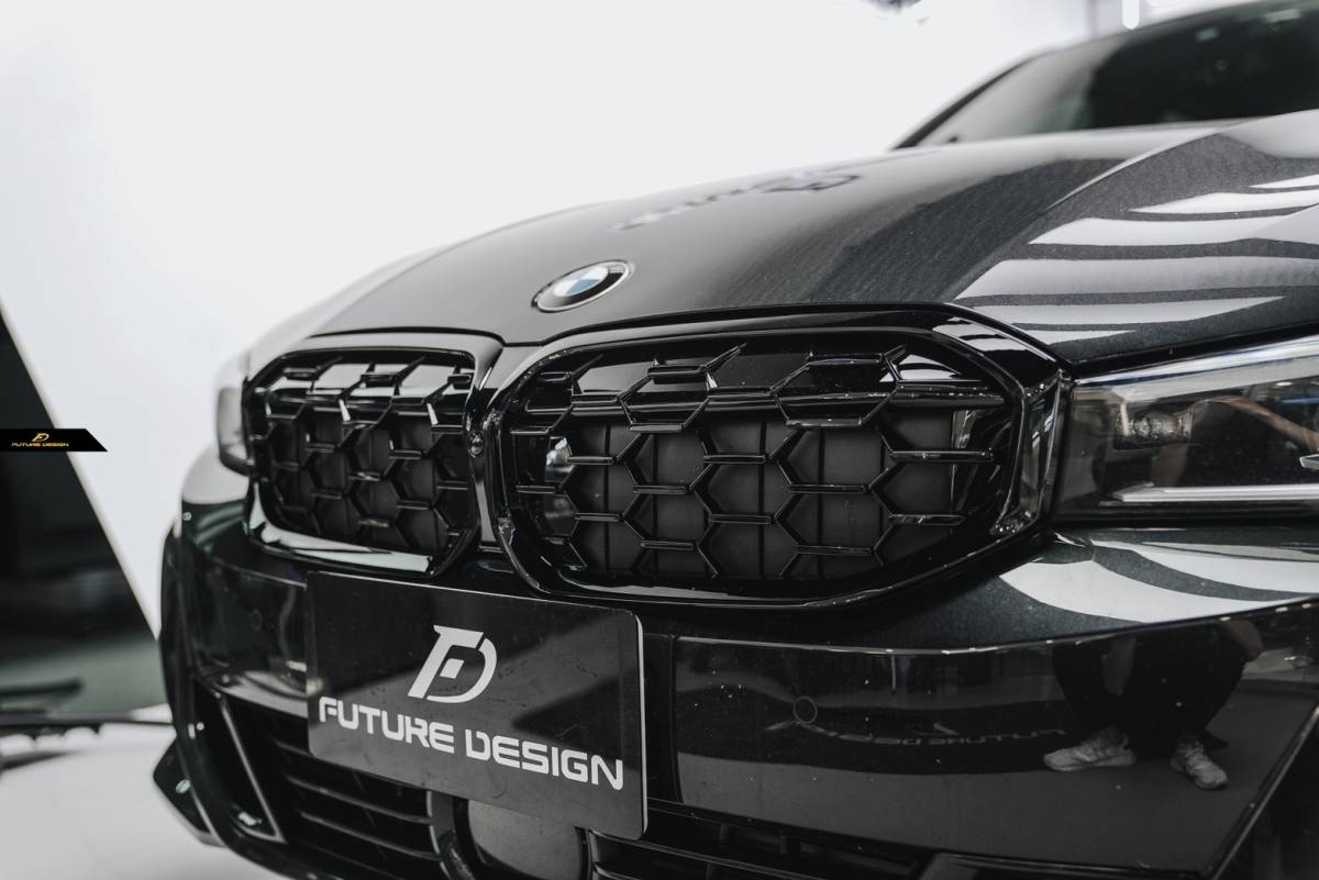【FUTURE DESIGN】BMW 3シリーズ G20 G21 後期 フロント用 艶ありブラック キドニーグリル センターグリル ダイヤ カスタム エアロ 黒の画像1