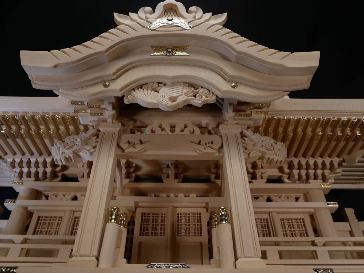 未使用保管品 特注最高級白松三社神棚 特大 幅㎝ 国産 金具付TS