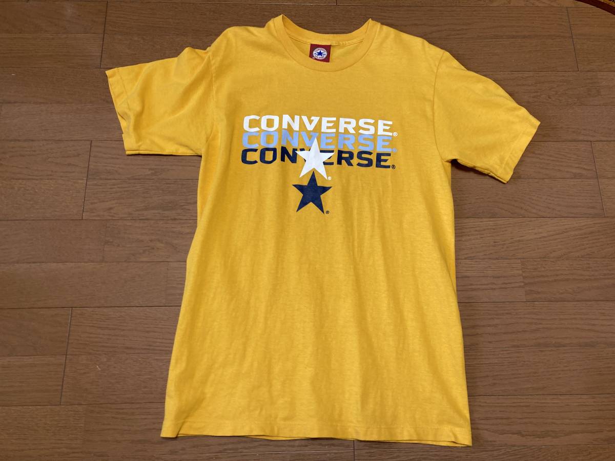 90s 00s ヴィンテージ USA製 CONVERSE コンバース イエロー Tシャツ 3段ロゴ_画像8