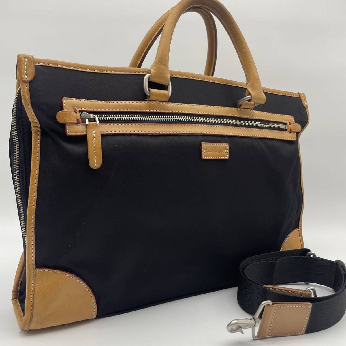 最高級 ポールスミス Paul Smith ブリーフケース 本革 レザー ナイロン