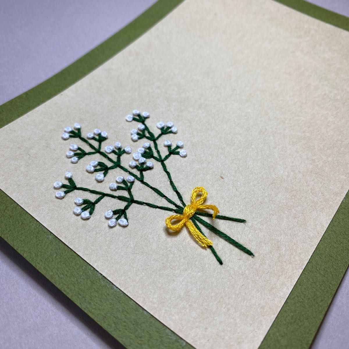 紙刺繍カード 霞草花束 ハンドメイド メッセージカード|Yahoo 紙刺繍カード 霞草花束 ハンドメイド メッセージカード|Yahoo