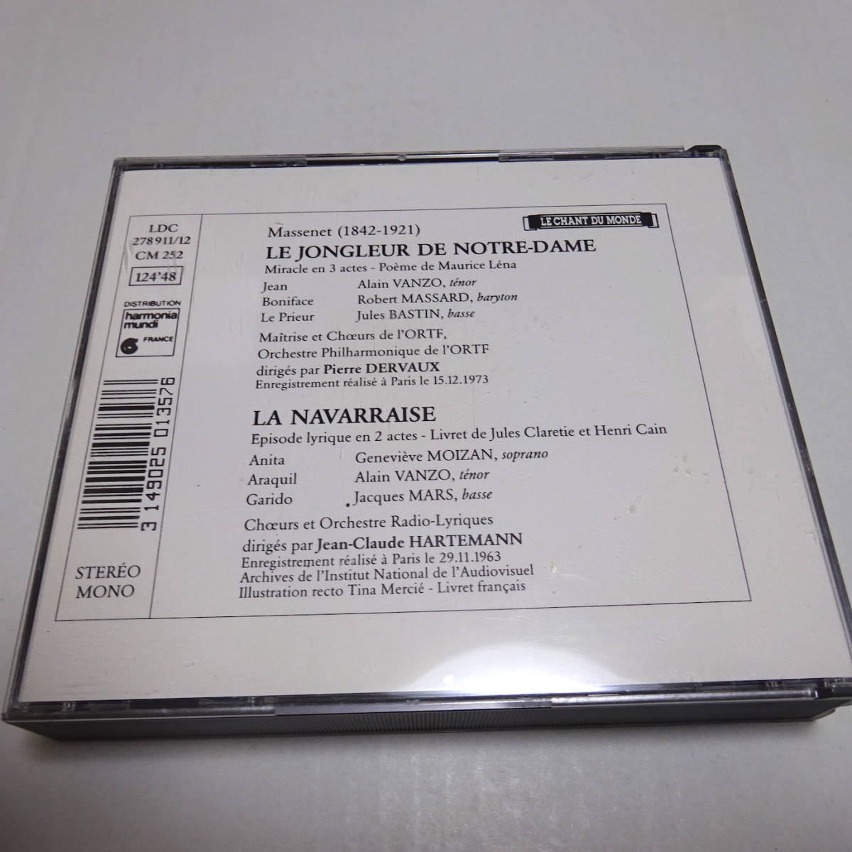 西独盤/2CD「マスネ：ノートルダムの曲芸師 (デルヴォー)、ナヴァラの娘(アルトマン)」ヴァンゾー 他_画像2