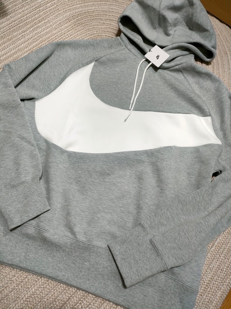 新品 定価26950 NIKE ビッグスウッシュ スウェット セットアップ グレー 2XL パーカー パンツ ナイキ スウッシュ メンズ 上下 スウッシュ_画像2