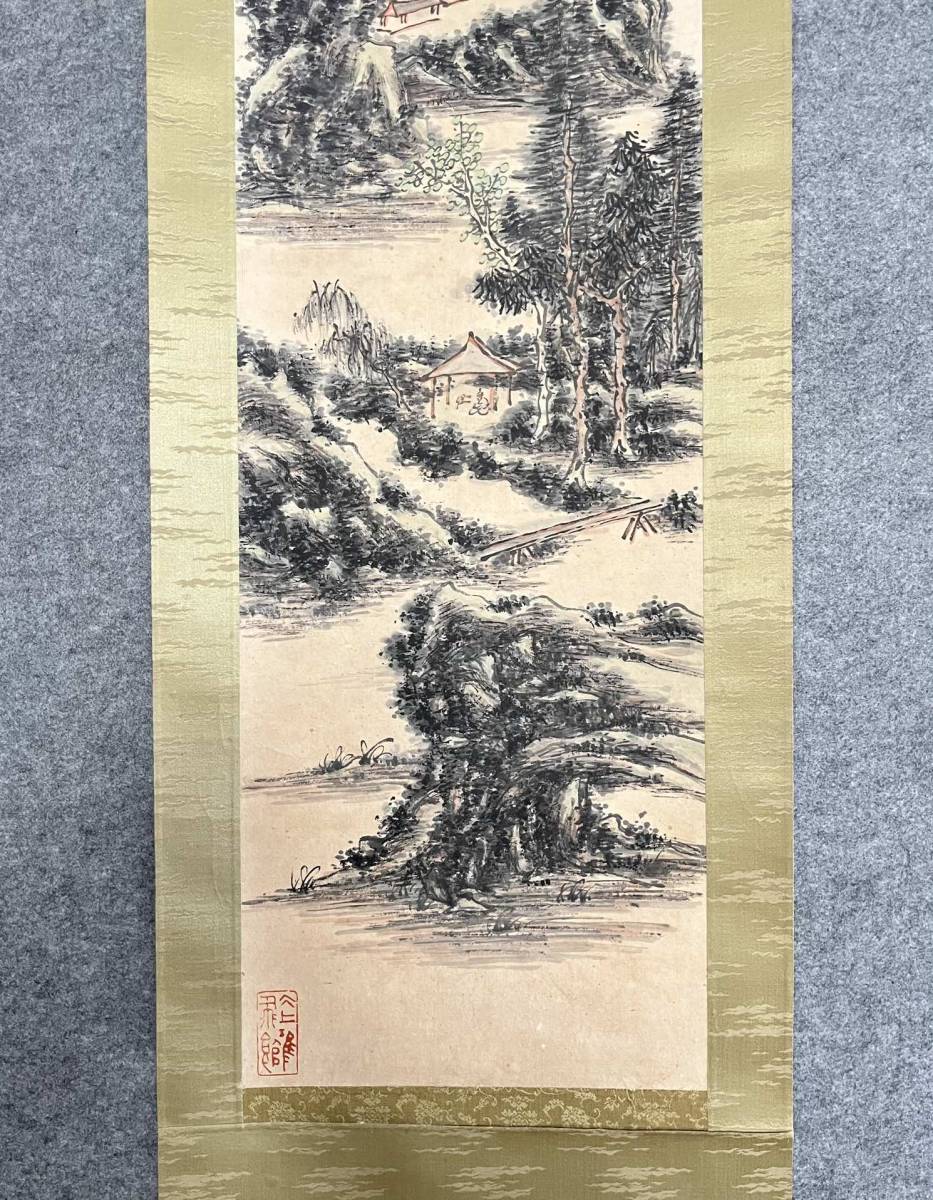 ZW0000597 中国画 古美術 黄賓虹山水図 掛け軸 真筆逸品 肉筆保証 中心